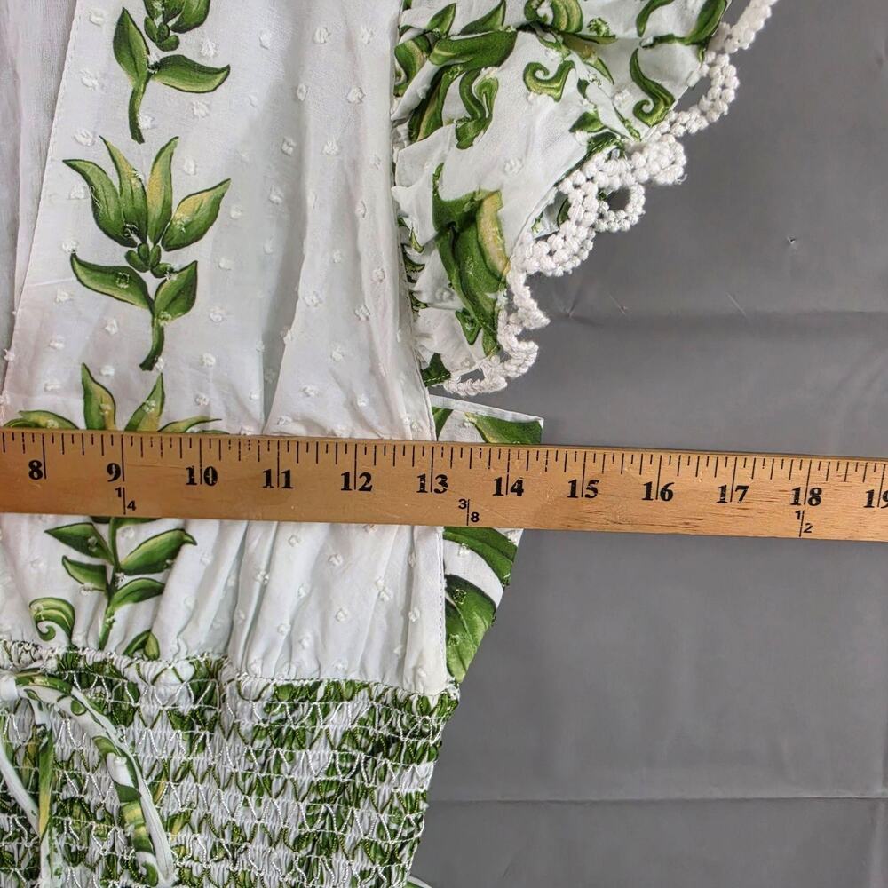 Farm Rio Dress Small Milani Flutter Sleeve Maxi White Floral Summer Boho Elegant - Picture 15 of 16